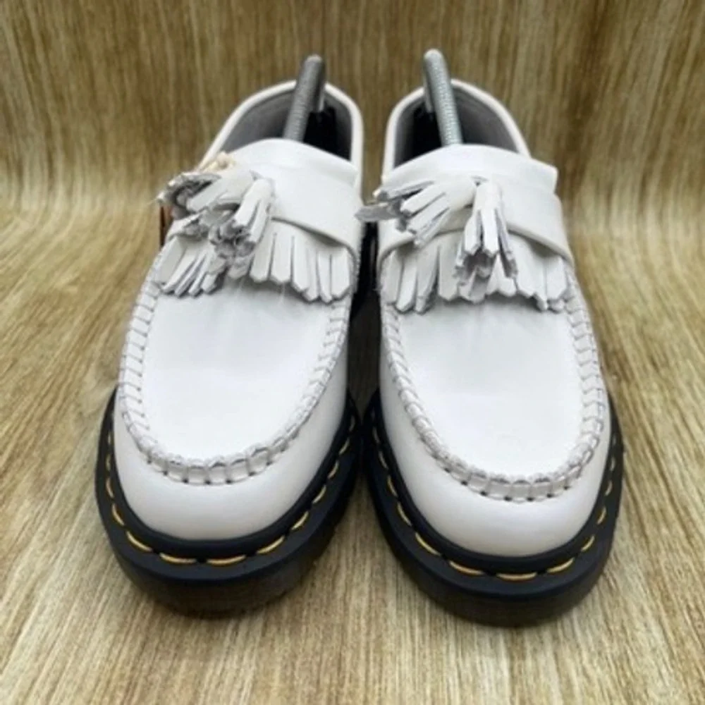 Dr. Martens Adrian YS Women's Size 6 Tassel Loafer Platform Shoes White NWT